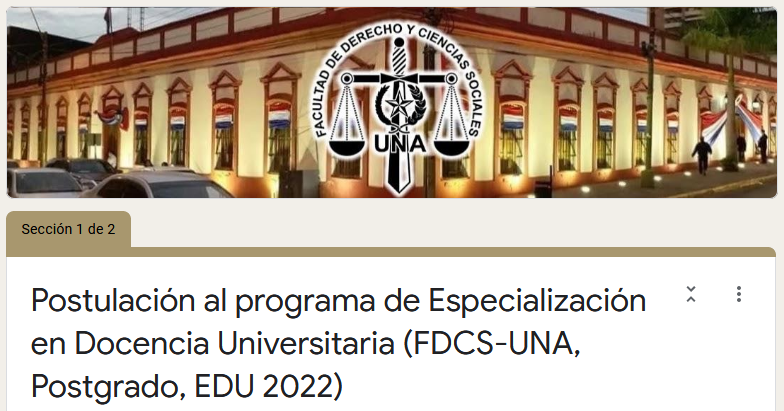 Formulario de admisión a Especializacion en Docencia Universitaria 2022