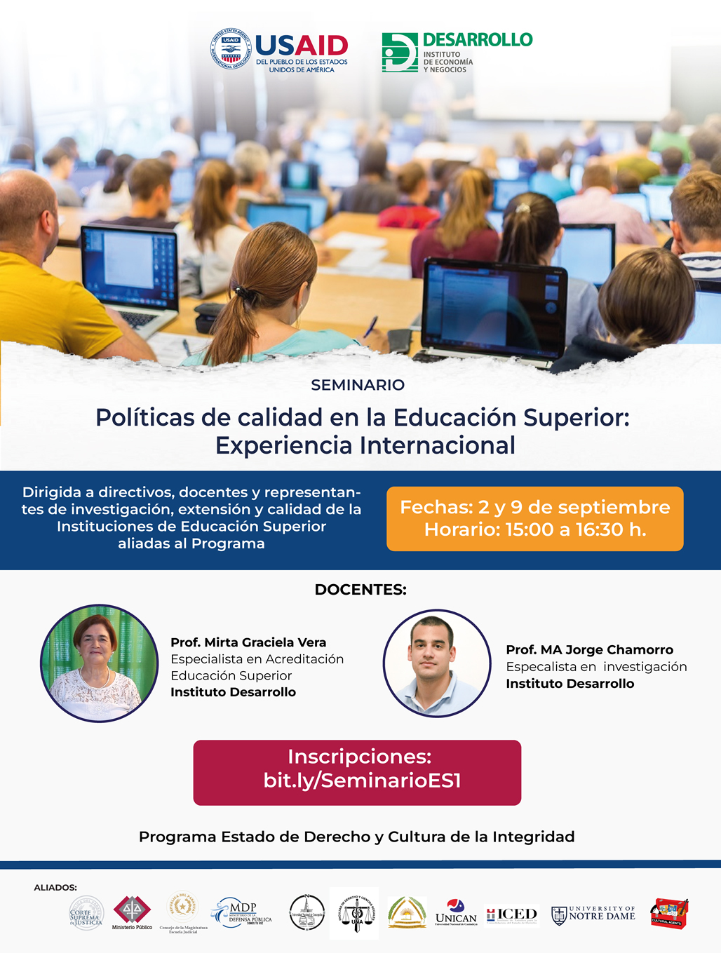 Toca para ir a formulario de inscripción del Seminario "Políticas de Calidad en la Educación Superior: Experiencia Internacional"